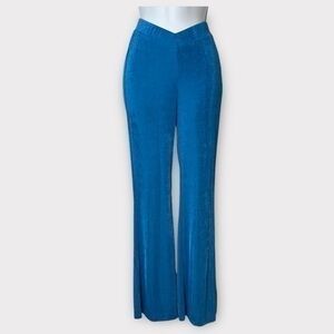Princess Polly wide leg flare pull on disco pant in blue